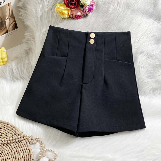 Women's Solid Color Simple Black Elastic Shorts