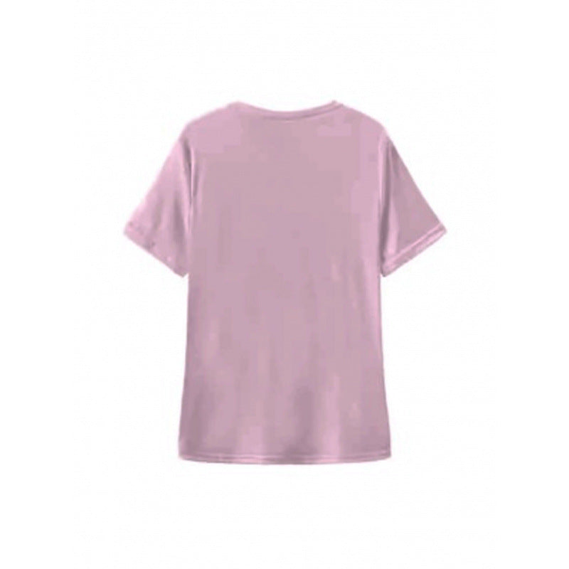 Retro Biker's Pink Loose Printed All-matching T-shirt