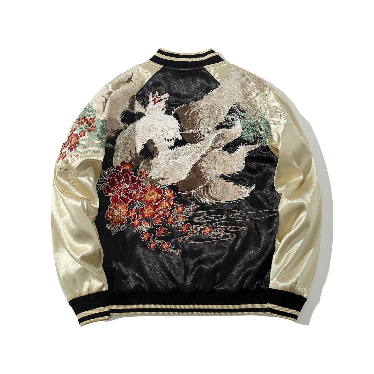 Mens Loose Fit Polyester Embroidered Chinese Style Jacket