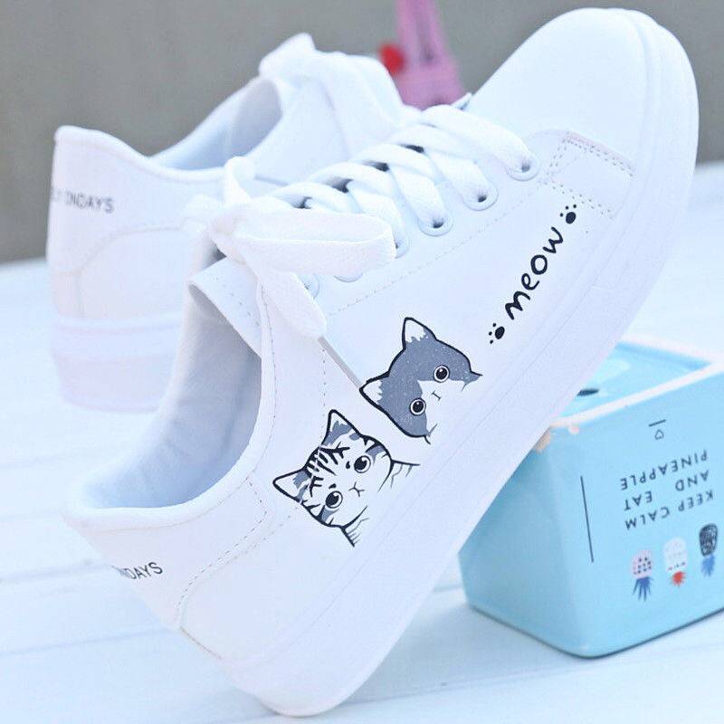 Flade åndbare elevsko - Hvide sneakers