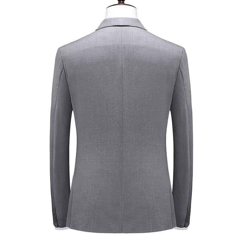 Men's Slim-fit Solid Color Double-row Two-button Suit