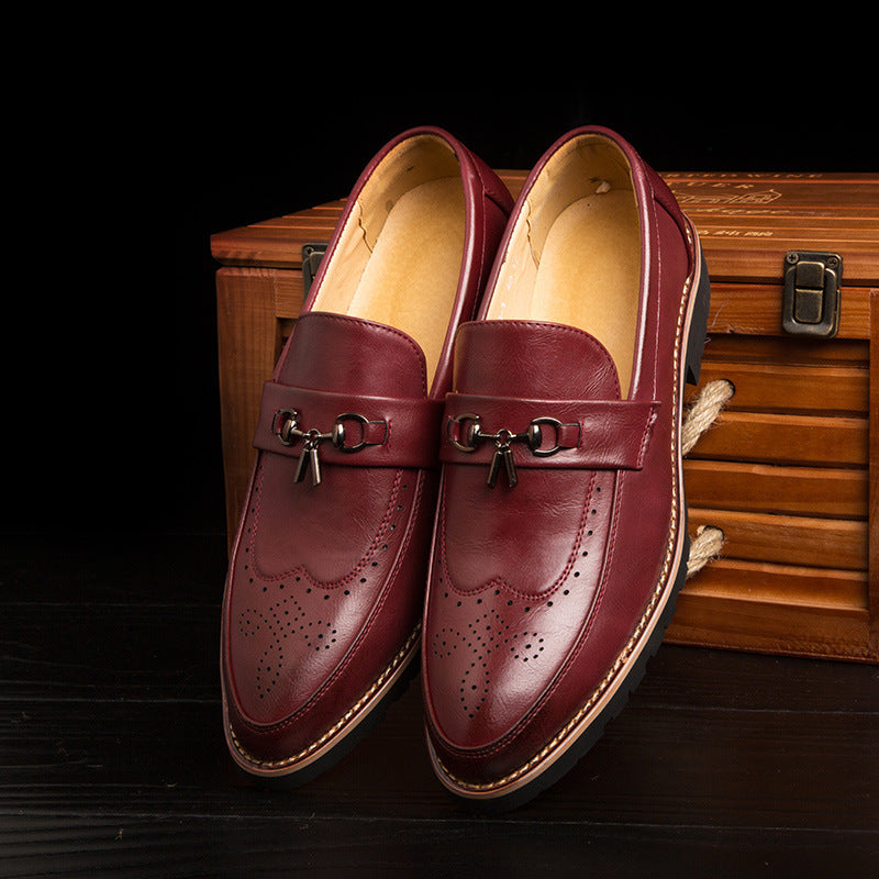 Bullock men's shoes new men's British leather shoes wholesale set foot rubber bottom breathable youth