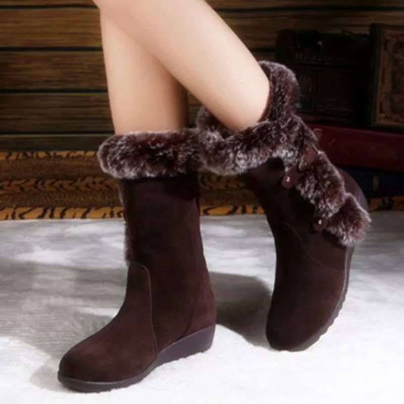 Women's Wedge Heel And Velvet Sleeve Snow Boots