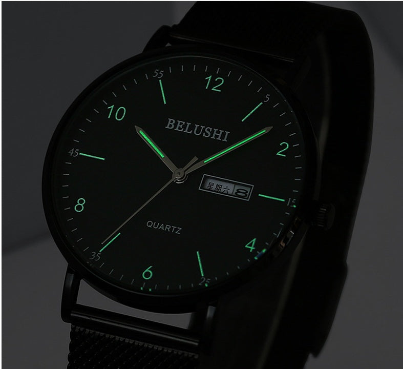 Nyt herreur business casual quartz ur vandtæt selvlysende med netrem modetrend engros fra producent