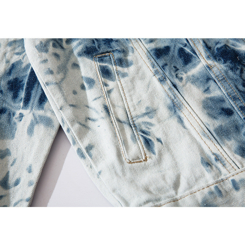 Tie-dye national-stil denimjakke