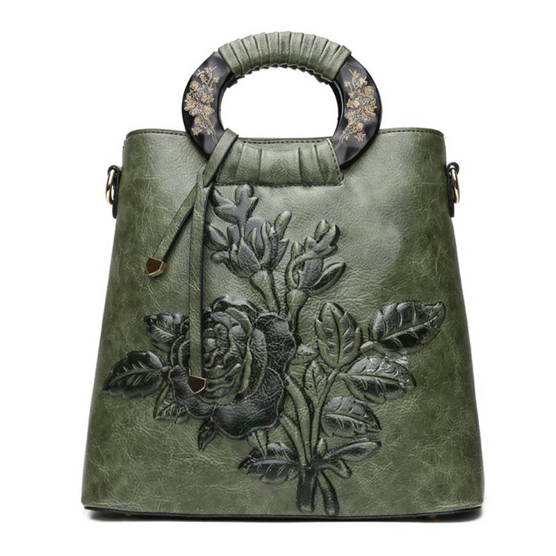 Ethnic style peony crossbody bag