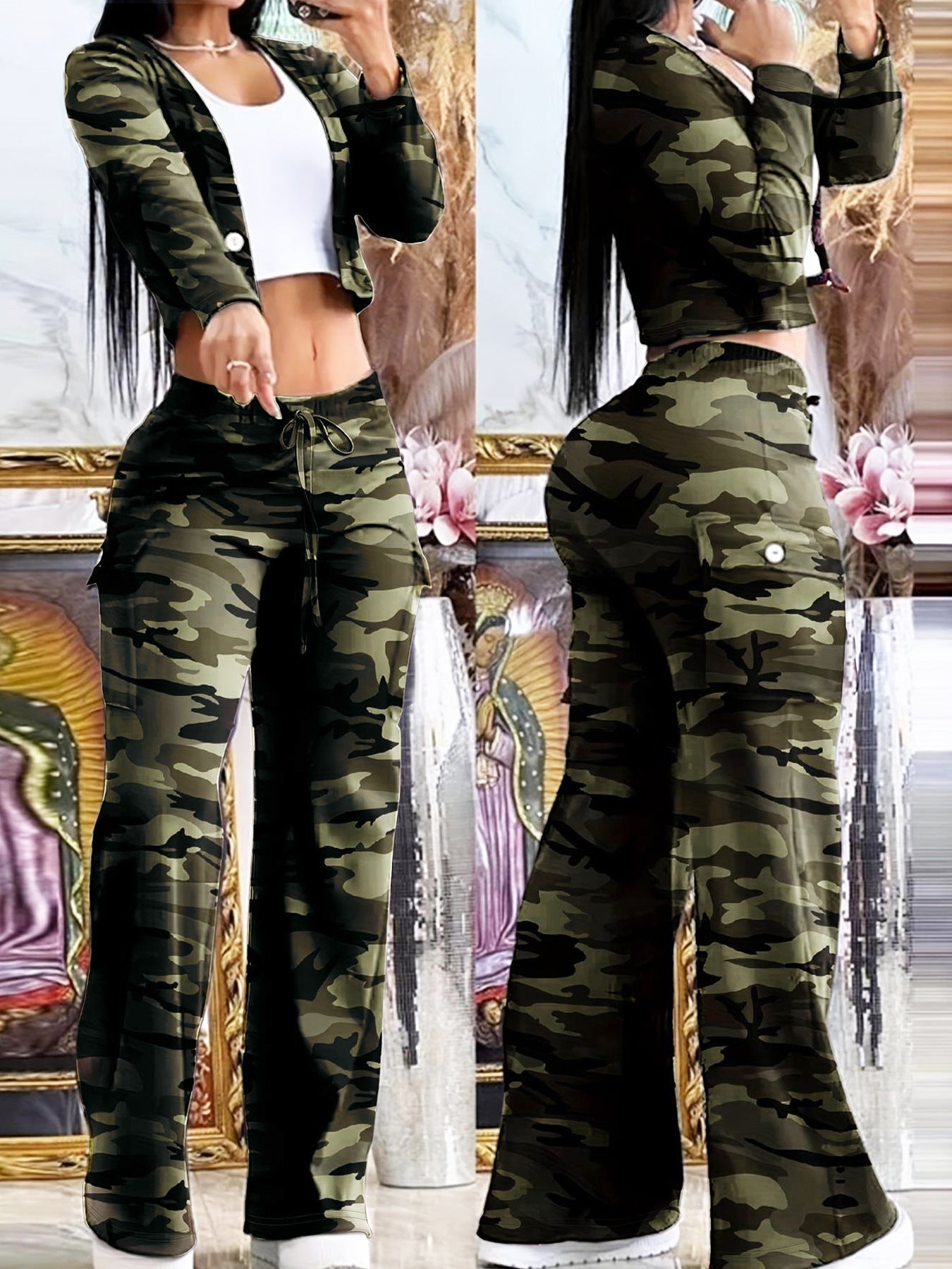 New Fashion Wide-leg Pants And Top Set