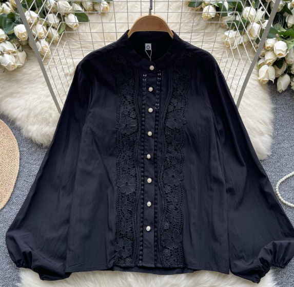 French Shirt Women's Early Autumn New Sweet Heavy Lace