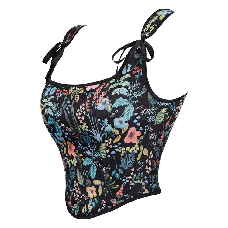 New Style Black Flower Adjustable Shoulder Strap Women's Tube Top Push Up Top
