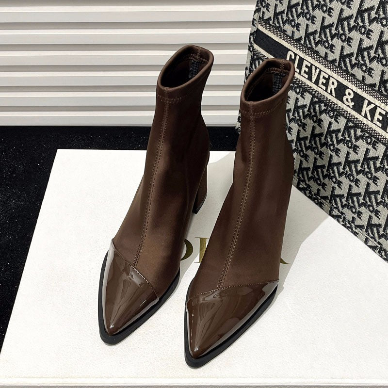 Womens Plus-Size Pointed-Toe Ankle Boots
