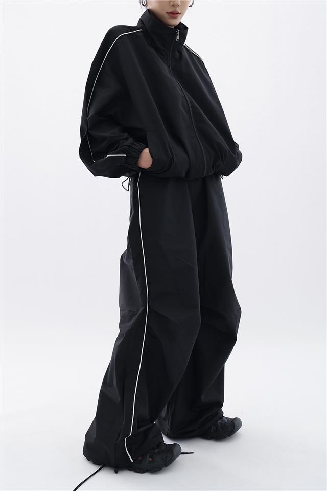 Women's Sports Shell Jacket Cardigan Coat Wide Leg Pants