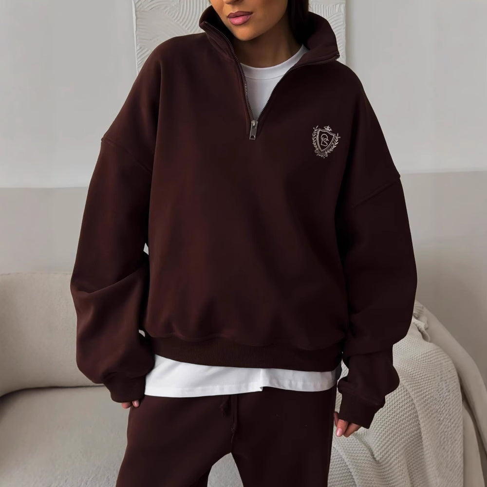 Alsidig Behagelig Terry Sweatshirt med Rund Hals og Bogstaver