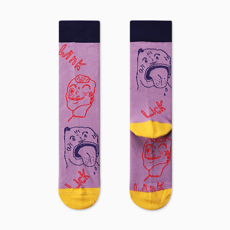Pattern Couples Sports Cotton Mid Tube Socks Abstract