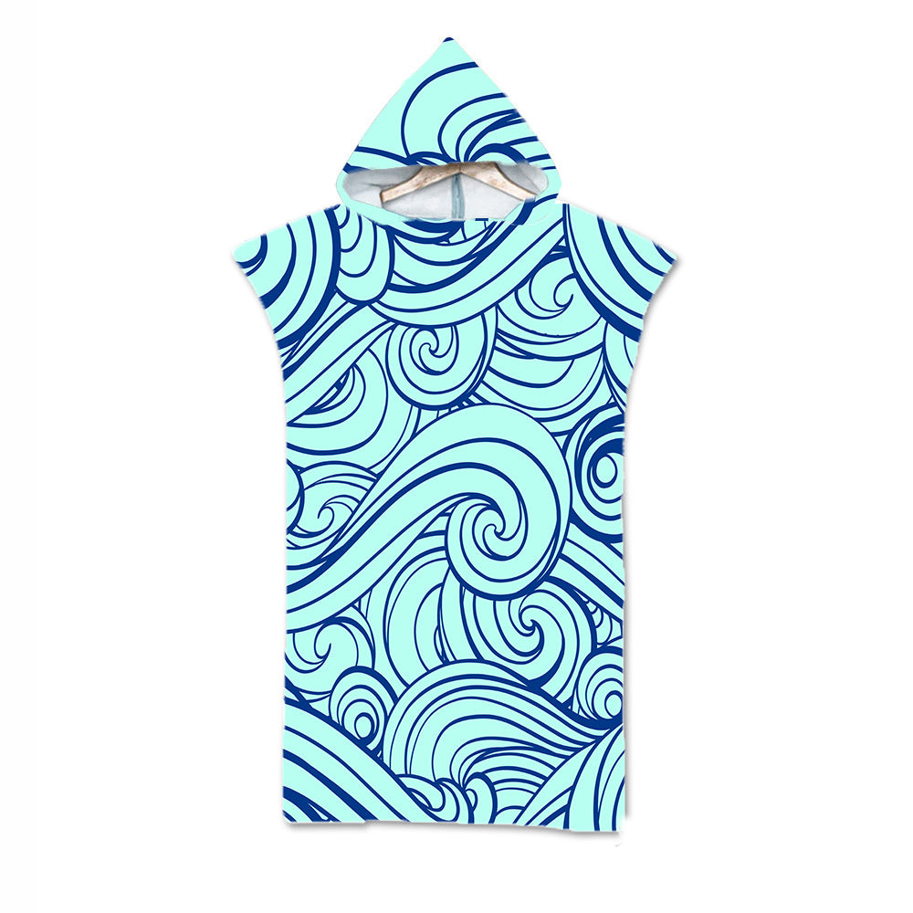 Print Hooded Beach Towel Cape Superfine Fiber