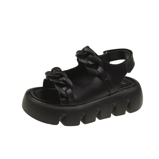 Mid-heel Low-heeled Women's Shoes With Thick Soles