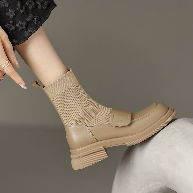 Women's Fashion Simple Thick Heel Stretch Thin Boots