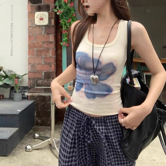 Damevest i koreansk stil, smart, figursyet og printet