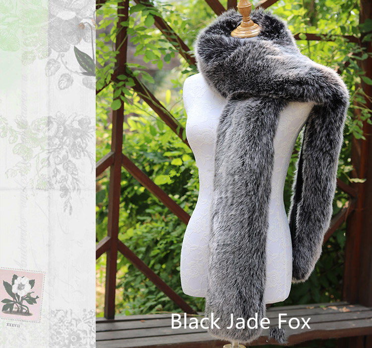 Faux Fox Fur Scarf And Fur Long Women Winter