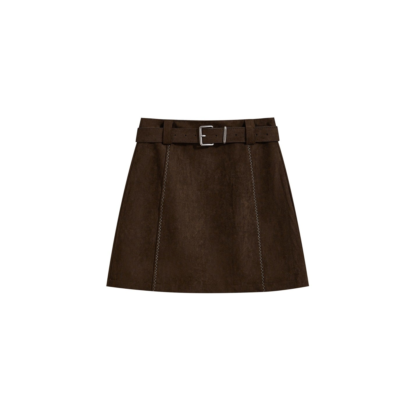 Deerskin Suede Coffee-colored A-line Skirt For Women Autumnwinter