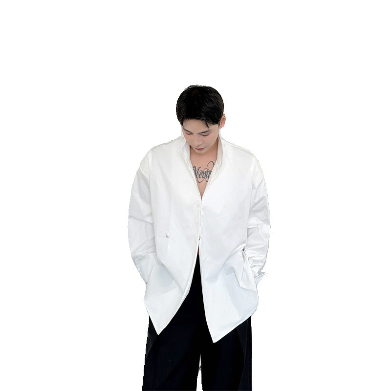 Design Sense Stand Collar Stiff Shirt Jacket