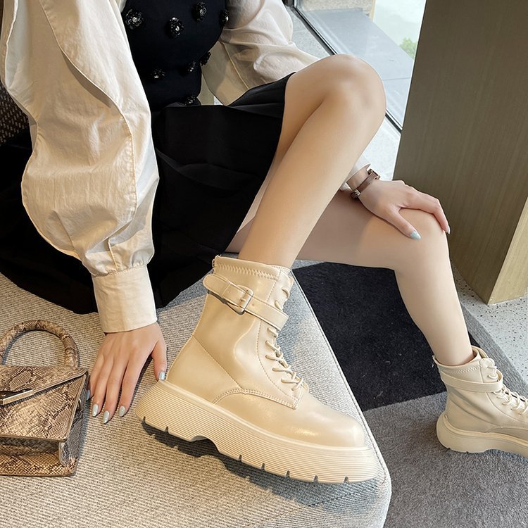 Casual Thick-soled British Style Back Zipper Fashion Motorcycle Boots Ankle Boots