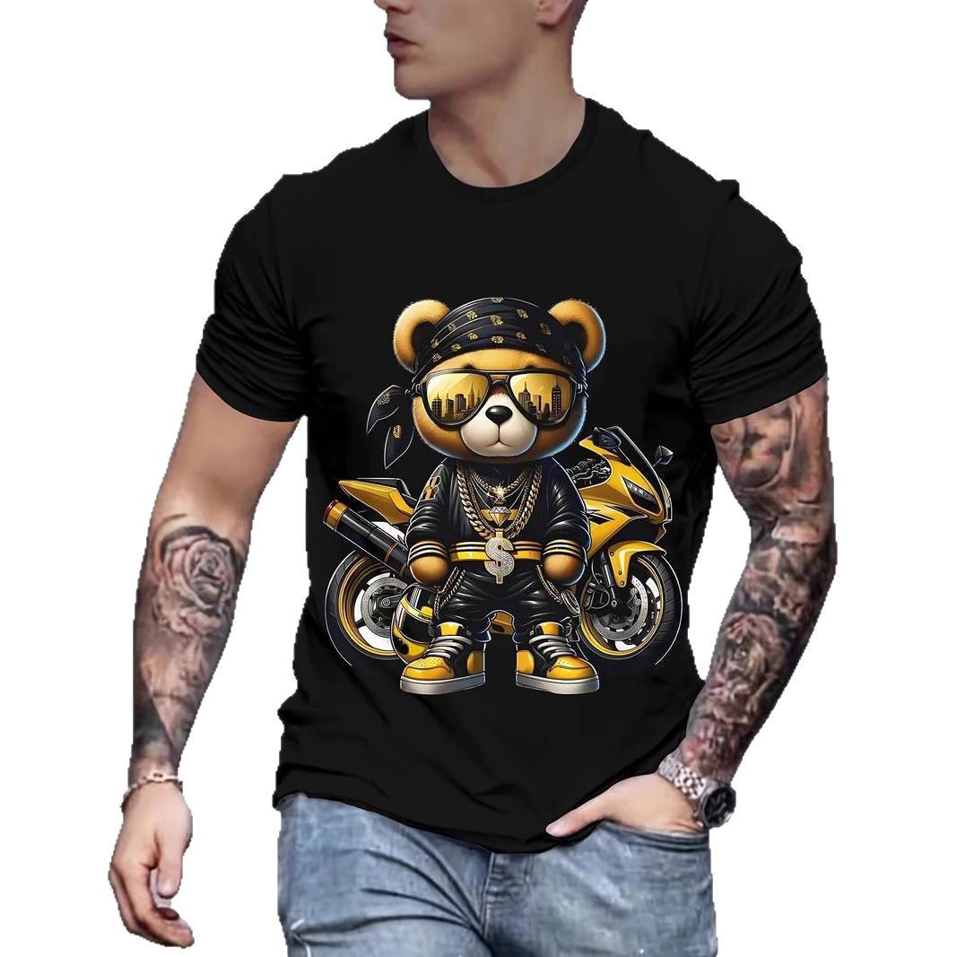Mens Digital-Print Crew-Neck Short-Sleeve T-Shirt