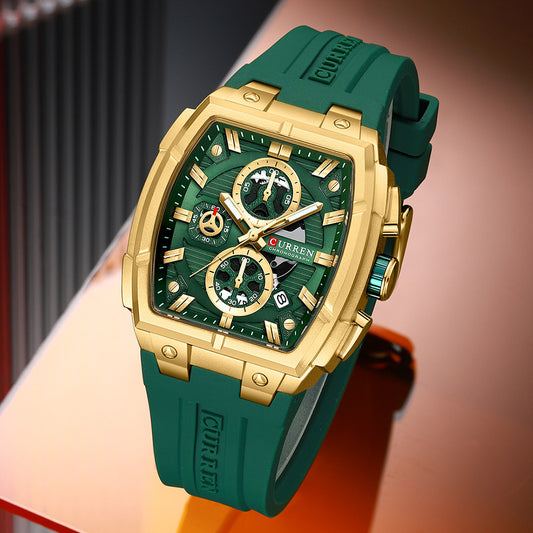 Kairun Waterproof Calendar Six-Hand Adhesive-Tape Mens Quartz Watch