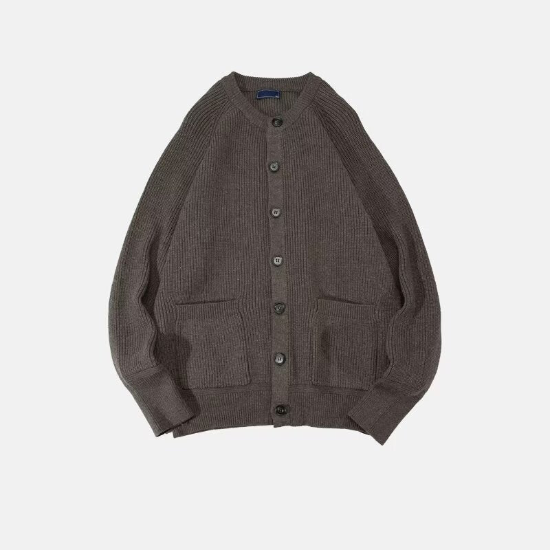 Herre rundhals løs afslappet trend frakke sort sweater