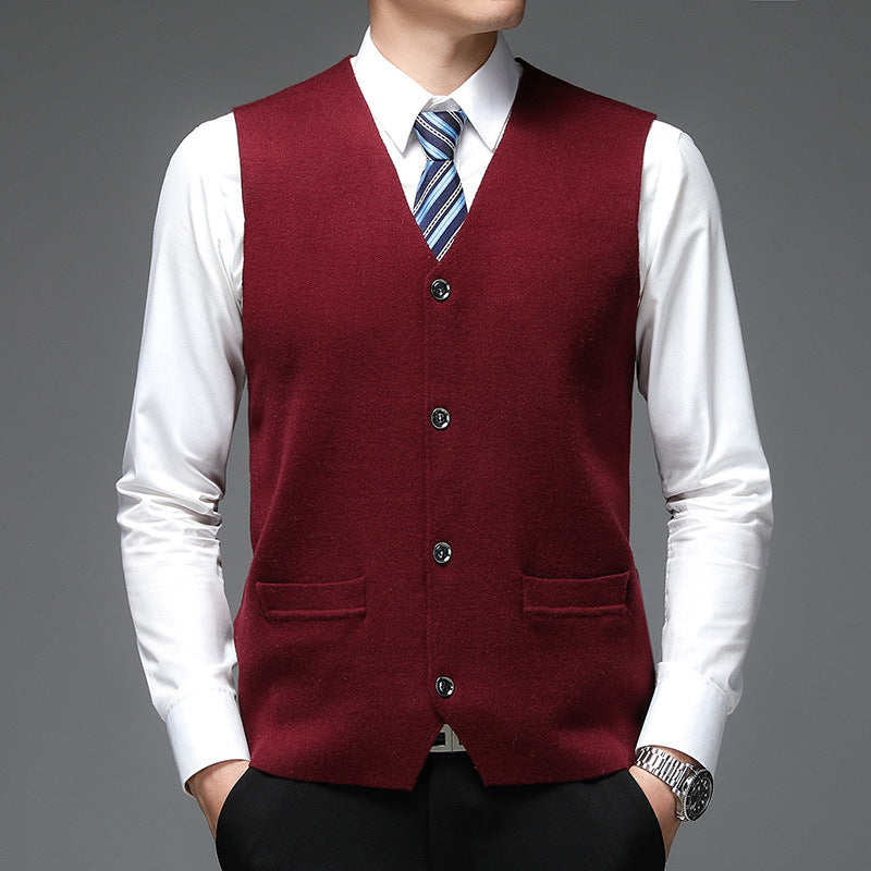 Youth Solid Color Gold Velvet Knitted Vest