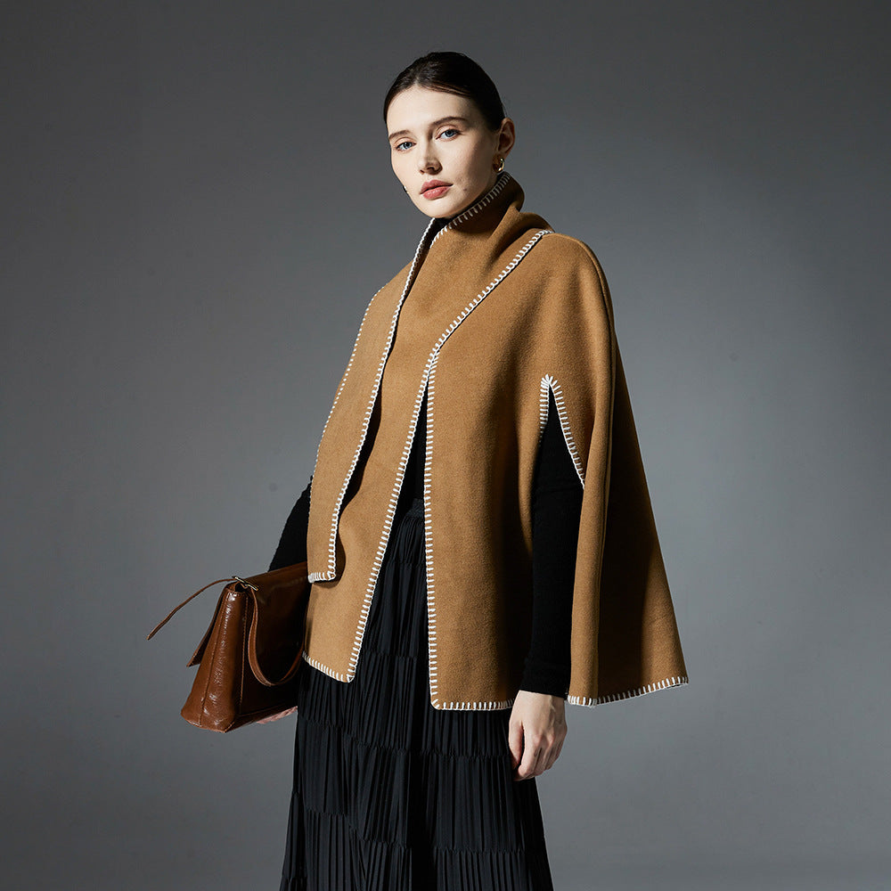 Women's Camel Stitching Cape Scarf Shawl
