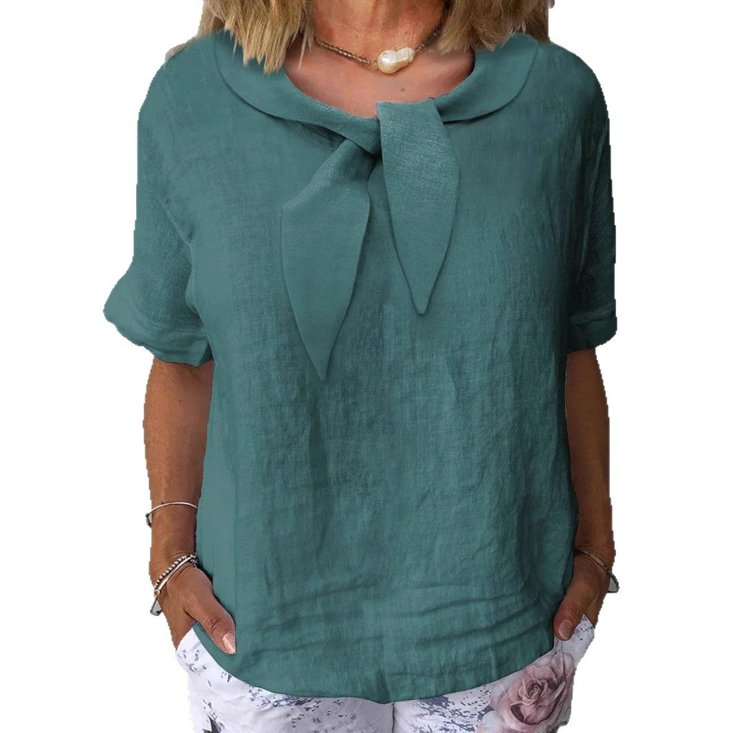 Women's Cotton And Linen Solid Color Outerwear Top