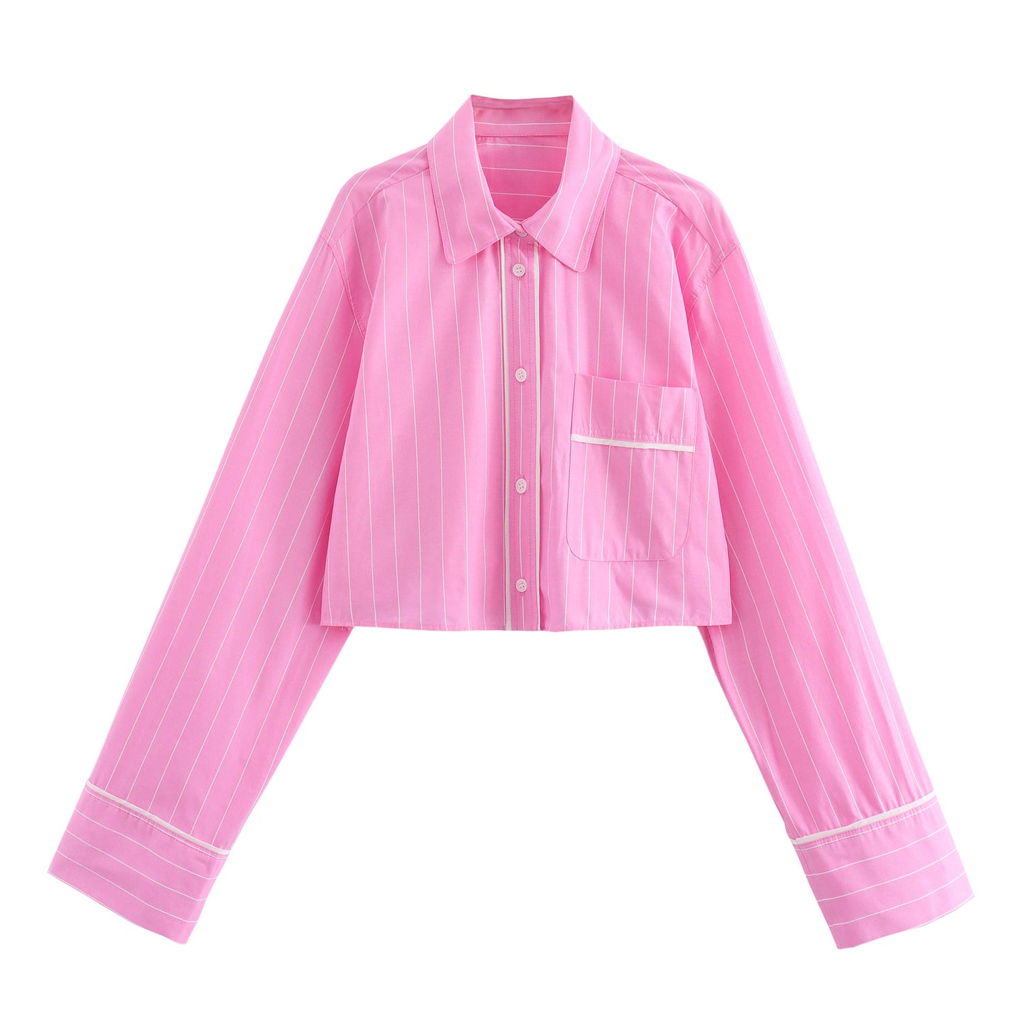 Women's Simple Striped Pajamas Style Shirt Pants Suit