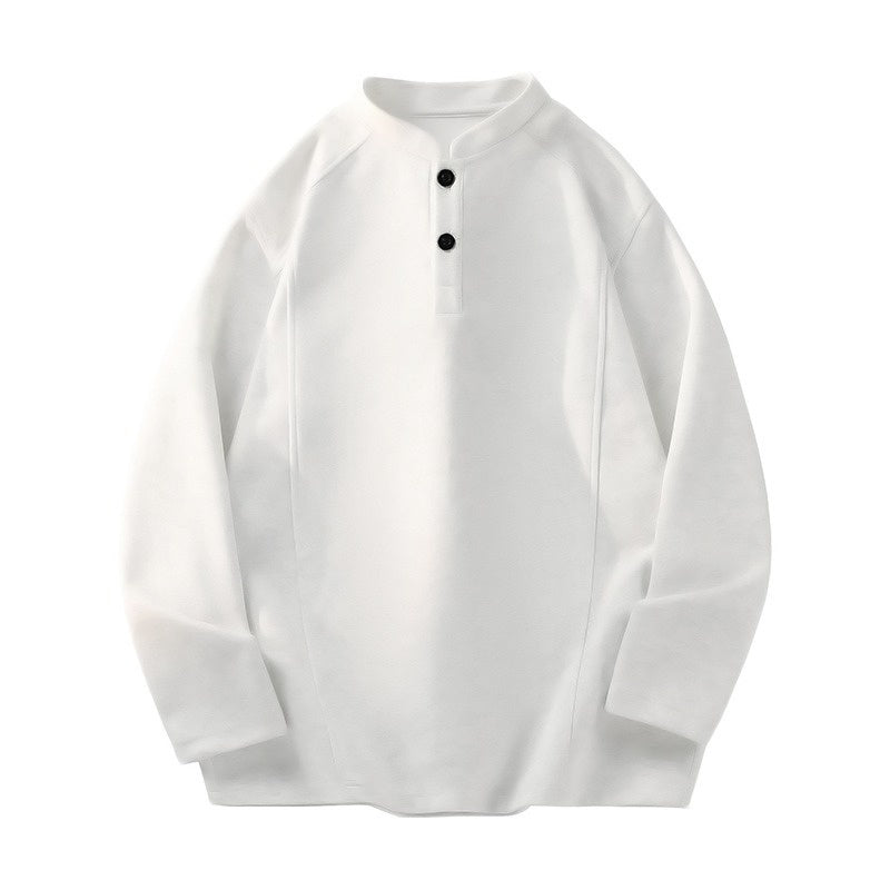 American Style Henry Collar Sweatshirt Long Sleeve Women's Base Layer