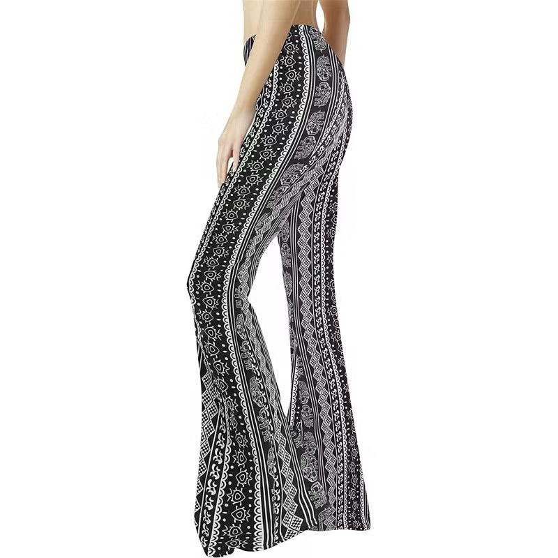 Women's Tight Retro Print Bootleg Pants
