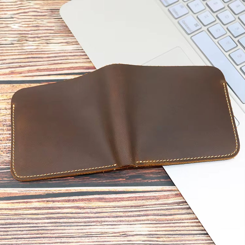 Handmade Genuine Leather Wallet Men Retro Short Man'S Wallet Durable Real Leather Wallet Handmade Breif Cartera Hombre