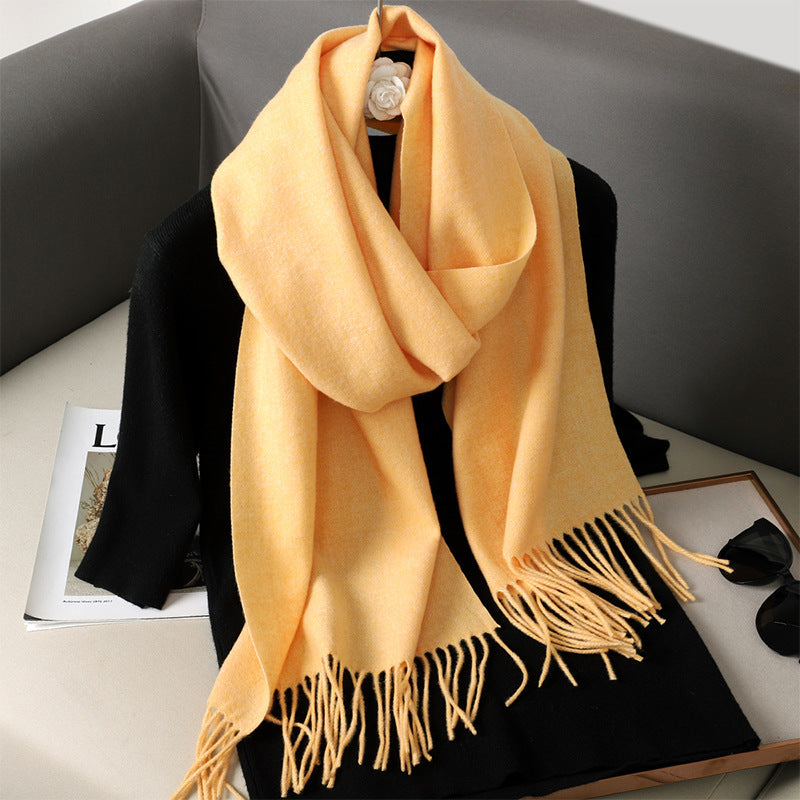 Solid Color Maillard Scarf Cashmere-like Women Warm Shawl