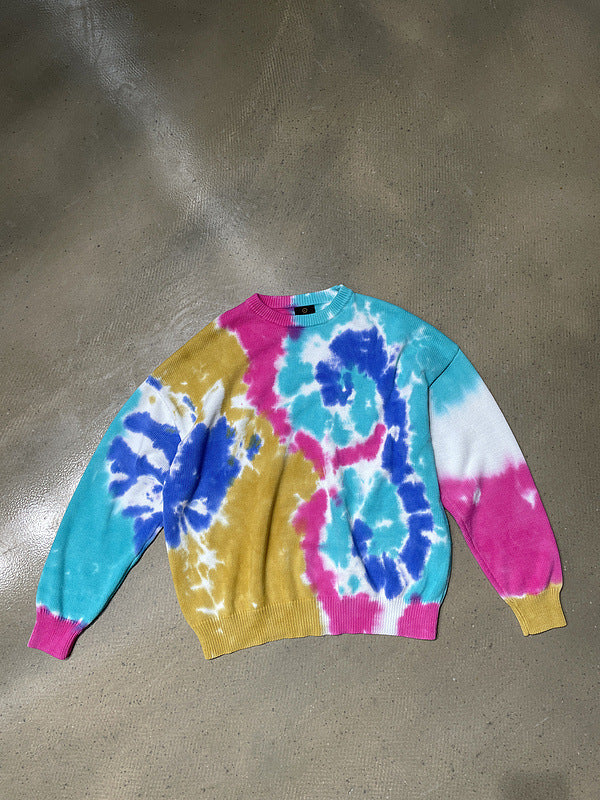 High Street Knit Crew Neck Tie Dye Sweater
