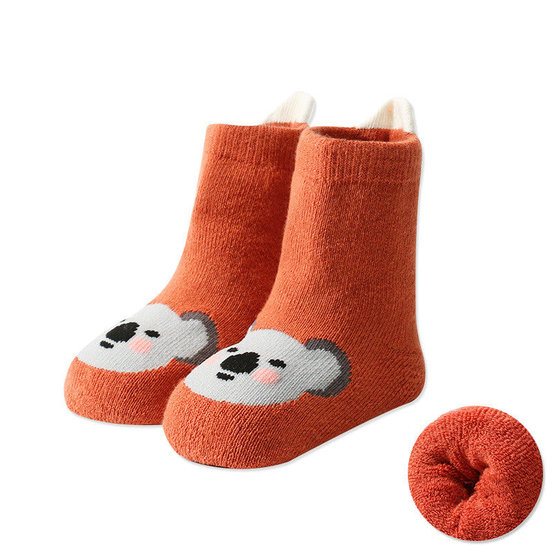 Children's Cartoon Dispensing Warm Terry Socks With Large Heel