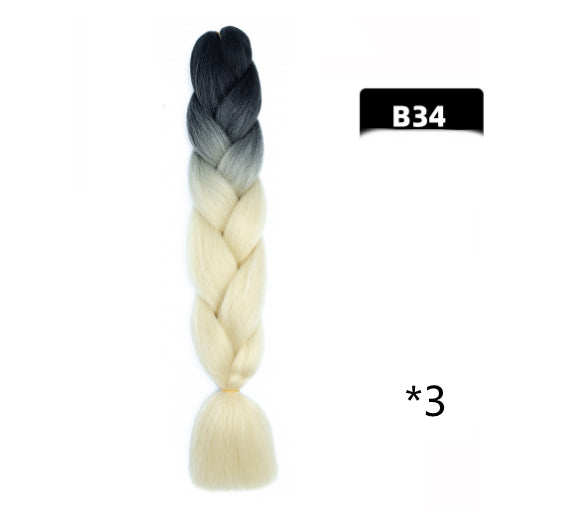 Color Big Braid African Chemical Fiber High Temperature Silk Wig Gradient