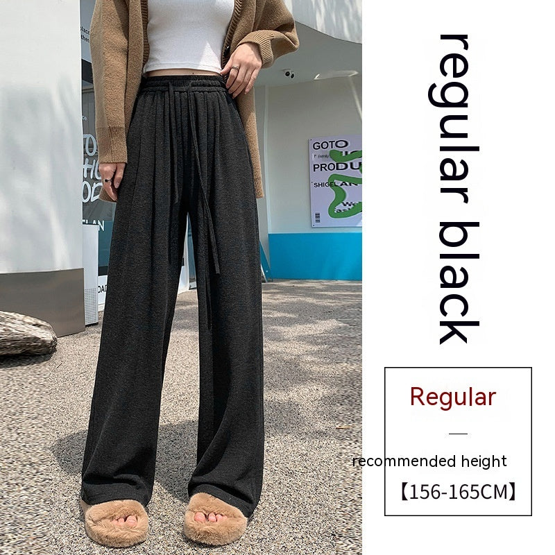 Autumn High Waist Loose Drooping Casual Leisure Style Knitted Mop Pants