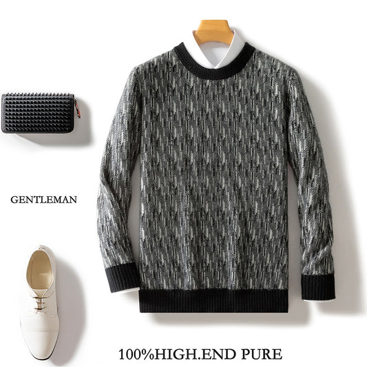 Seven-pin Thick Round Neck Woolen Sweater For Men