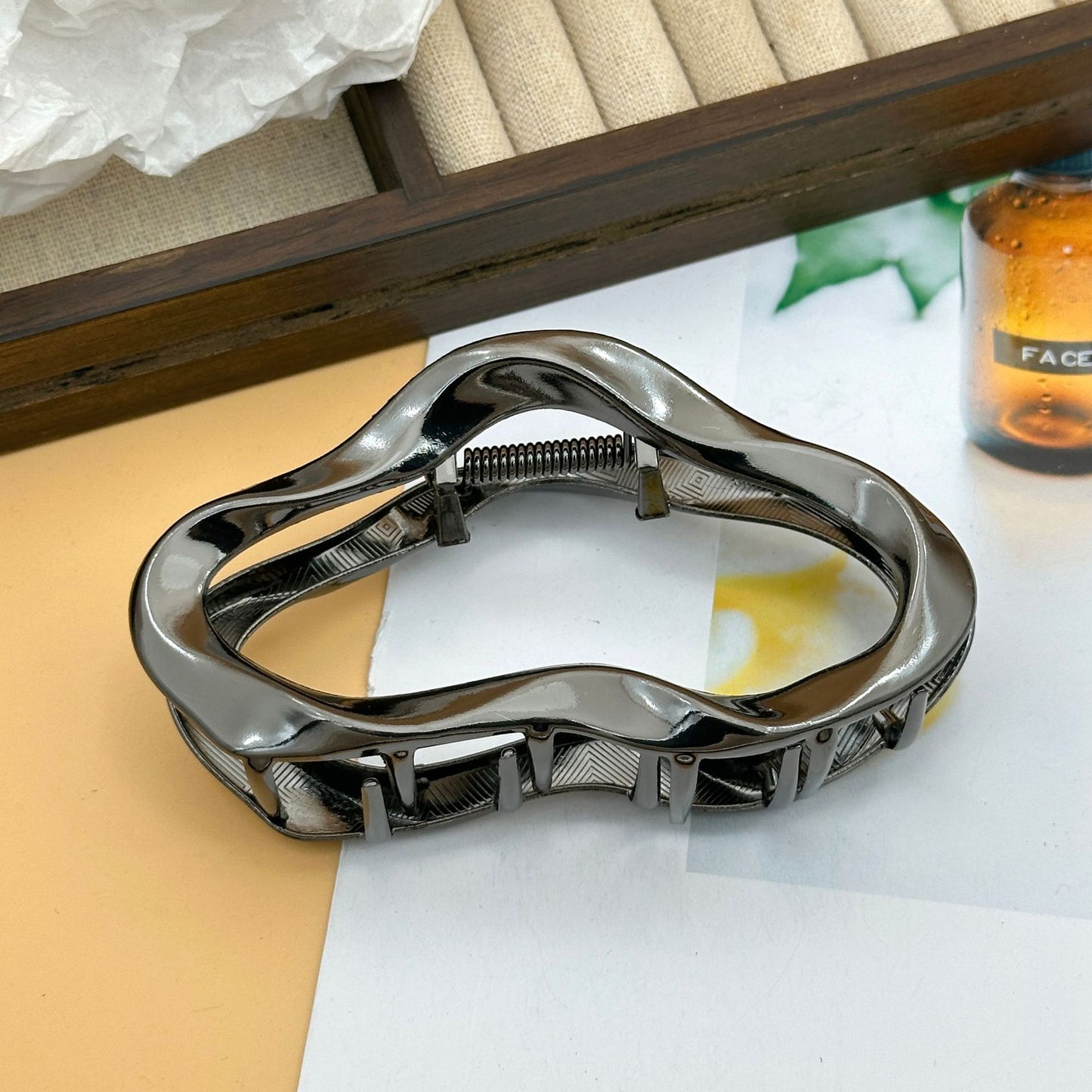 Irregular Clouds Grip Liquid Lines Niche Metal Barrettes