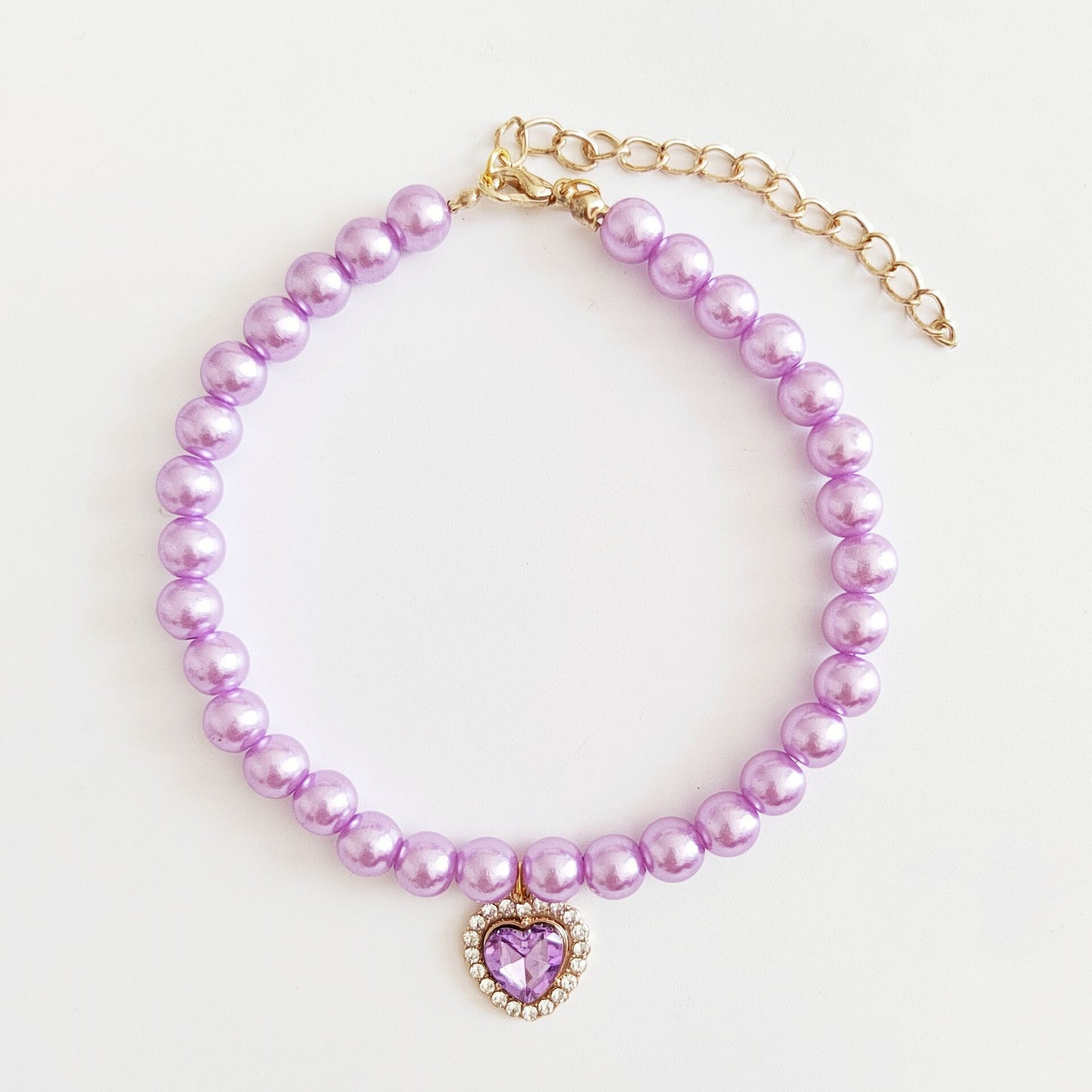 Pet Necklace Cat Pearl Pendant Colorful Gem