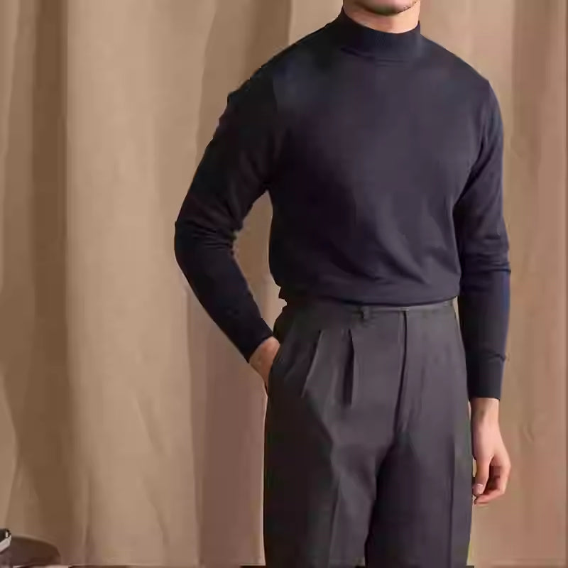 Soft Glutinous Skin-friendly Wool Mock Neck Sweater Gentleman