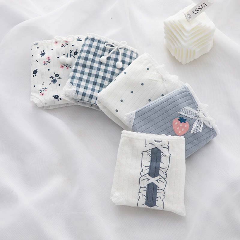 Women's Fashion Casual Cute Print Cotton Inner Crotch Panties