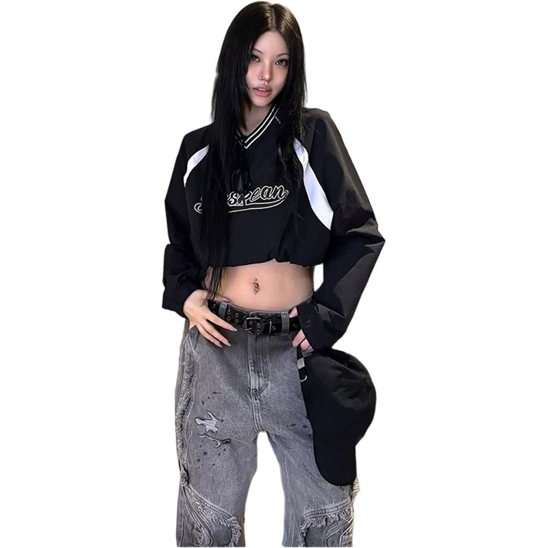 Womens Versatile, Loose-fitting Short Top With Letter Print