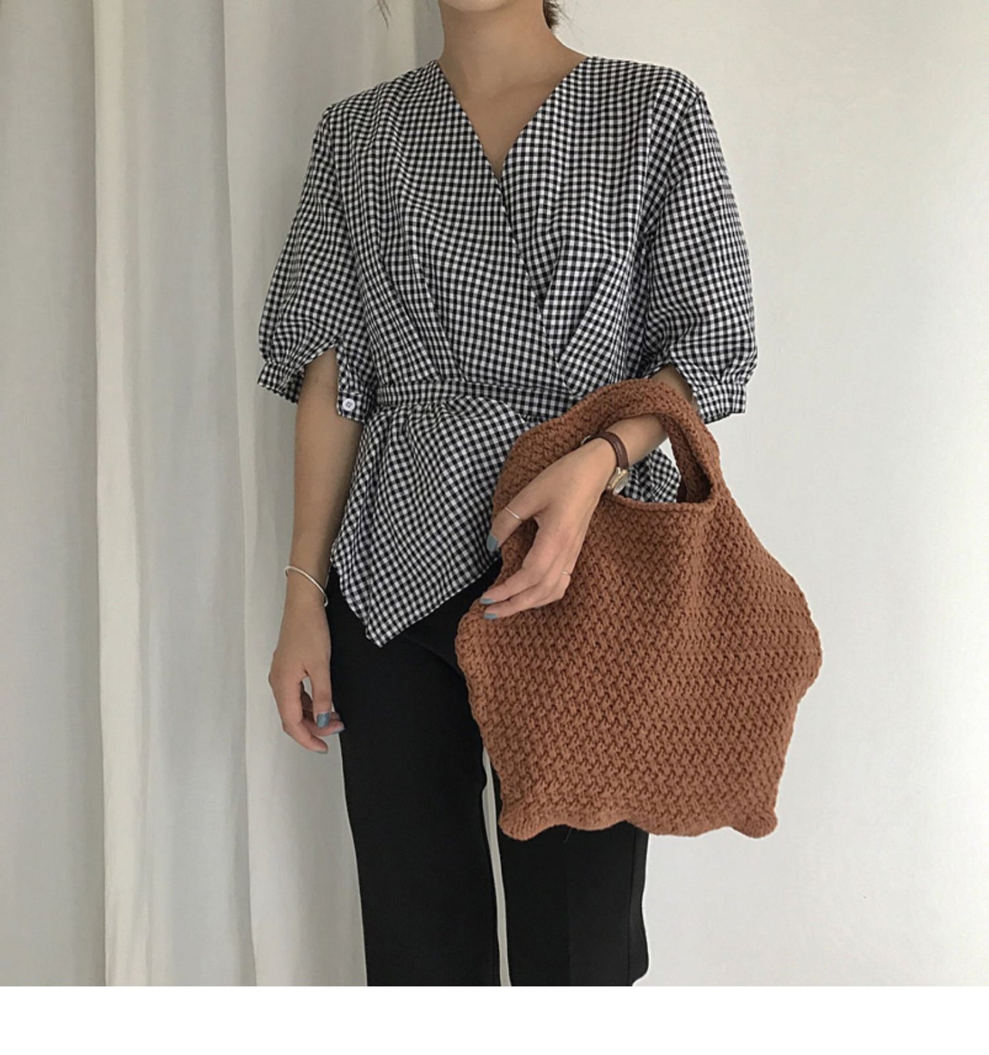 Women's Portable Loose Hemp Soft Knitted Wool Bag