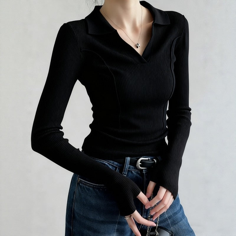 Womens Fashionable Vintage Slim-Fit Knit Sweater