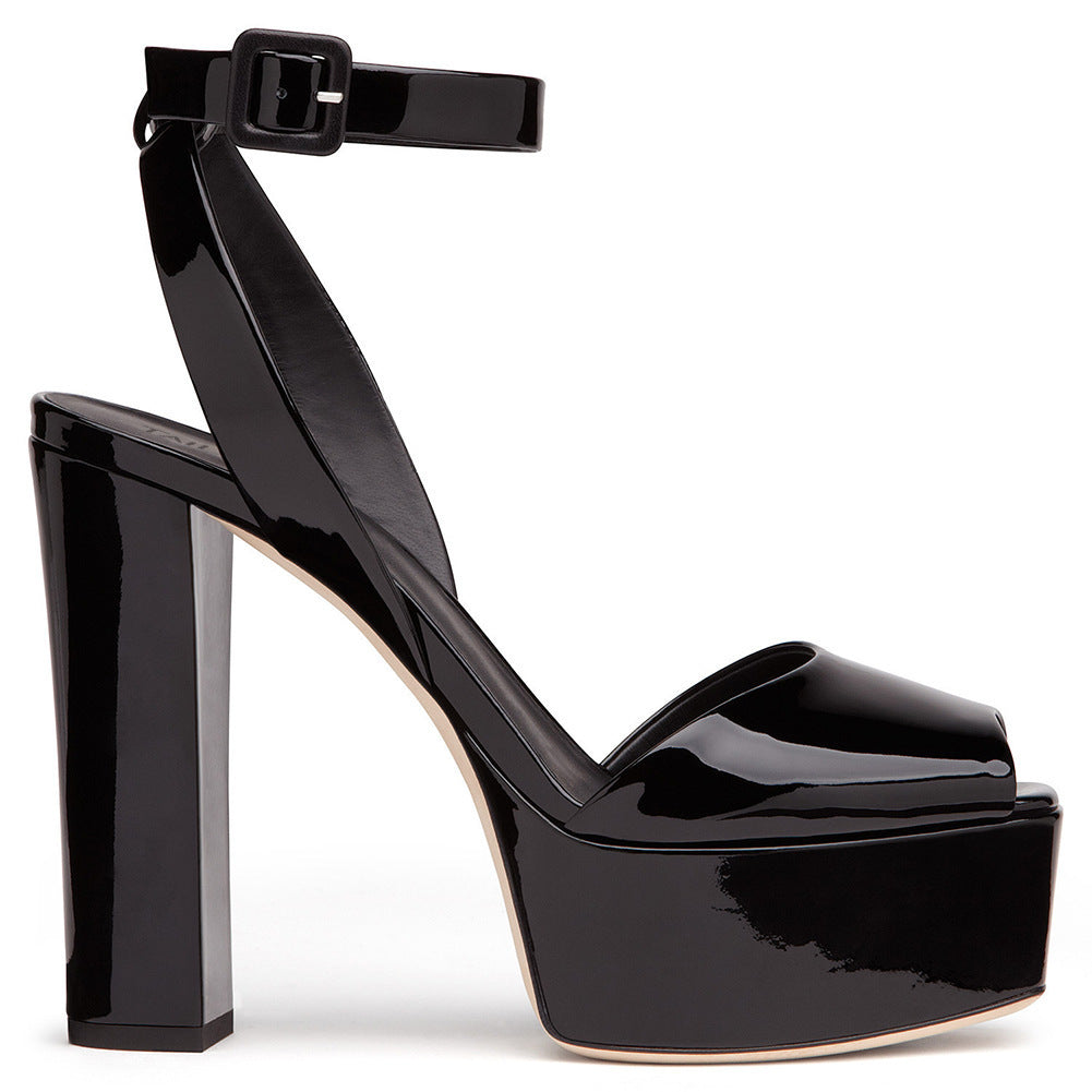 Color Block Platform Thick Heel Women's Shoes
