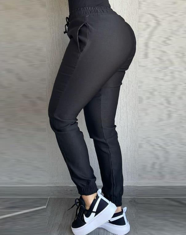 Solid Color Slim Chezhe Women's Casual Pants